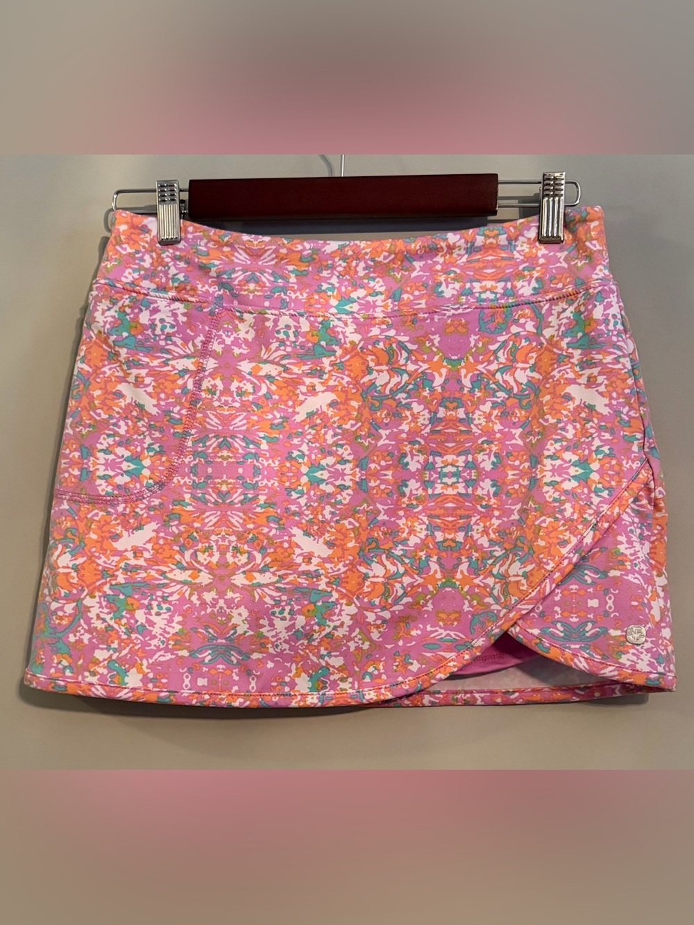 Soybu Pink Orange Teal Athletic Skort with Multicolor Print Size Small
